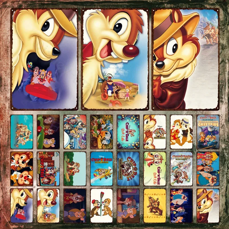 Disney Chip An' Dale Metal Signs Tin Signs Oscar Nomination for Best Animated Short Tin Plate Iron Paintings for Kids Room Decor