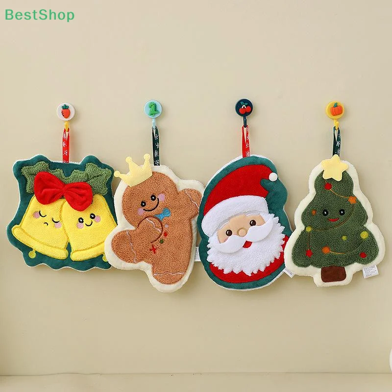 ♥Christmas-themed Hand Towel,Cartoon Kitchen Thickened Hanging Quick-dry Towel Handkerchief,Absorbent
