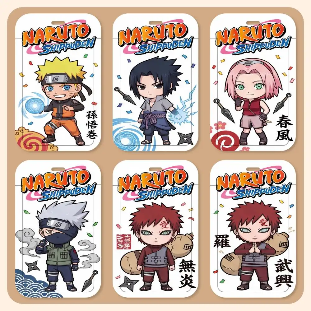 Porta tarjetas con cordón de ANIME NARUTO, porta tarjetas de identificación para estudiantes, porta tarjetas con banda para el cuello, accesorios de control de acceso, regalos