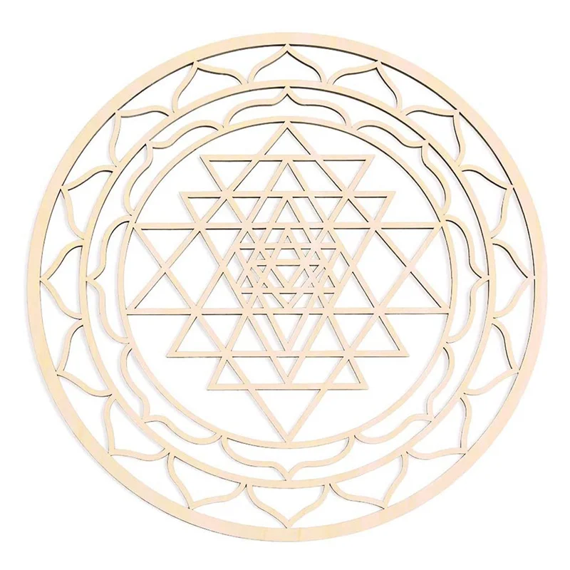 set of 10 pcs  Sri Yantra  Chakra Wooden Wall Art Sacred Geometry Art Wooden Wall Art Decor