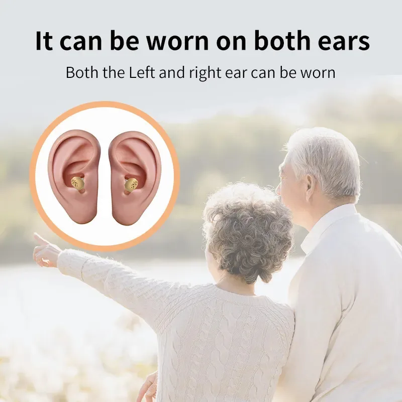 Wireless Single In Ear Earbud Audiphone On/Off Button 12X Invisible Sound Amplification Assisted Listen For Elderly Hearing Loss