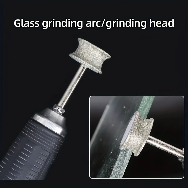 1pc Diamond Arc Grinding Head, Diamond Grinding Head, Multifunctional Polishing Tool, Glass Edge Chamfering Tool