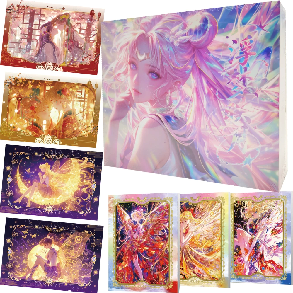 

Wholesale Sailor Moon Collection Cards for Children Lovely Pretty Anime Girl Painted Oil Painting Art Series Cards Creative Gift