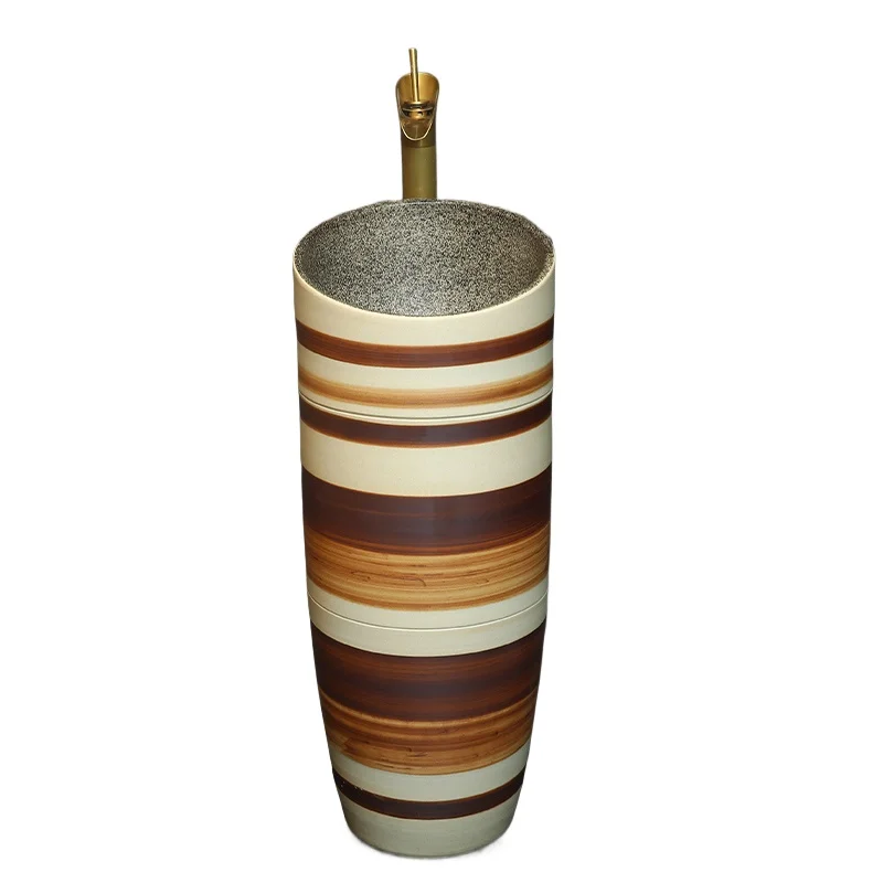 

Chinese antique ceramic column basin integrated floor-standing washbasin column washbasin