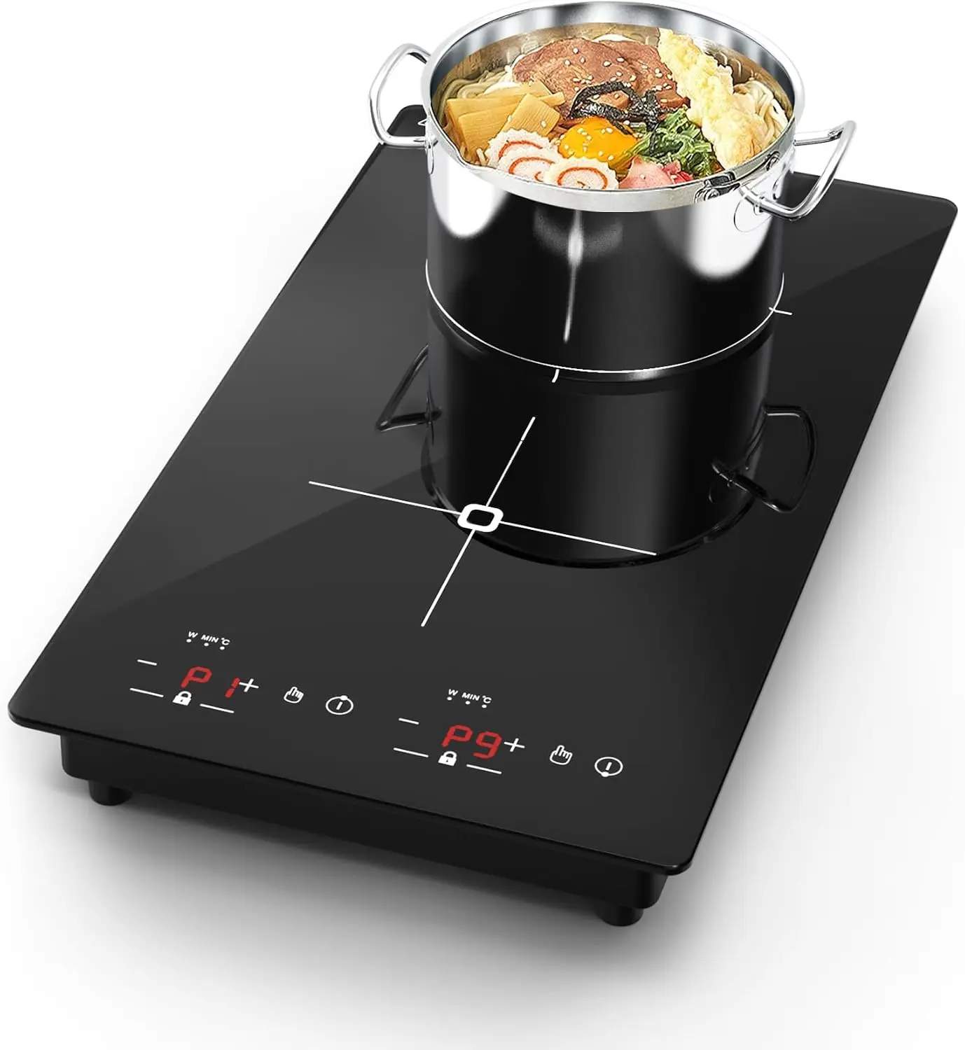 Double Induction Cooktop, 2300W 110V Portable Induction Cooktop with LED Touch Screen 9 Levels Settings,Electric cooktop