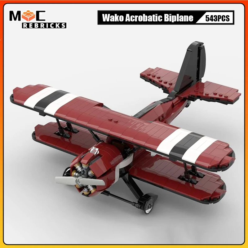 MOC سلسلة عسكرية واكو الأزرق المذنب البهلوانية ثنائية الطائرة قرمزي هوك اللبنات لتقوم بها بنفسك نموذج لغز الطوب اللعب هدايا عيد الميلاد #4