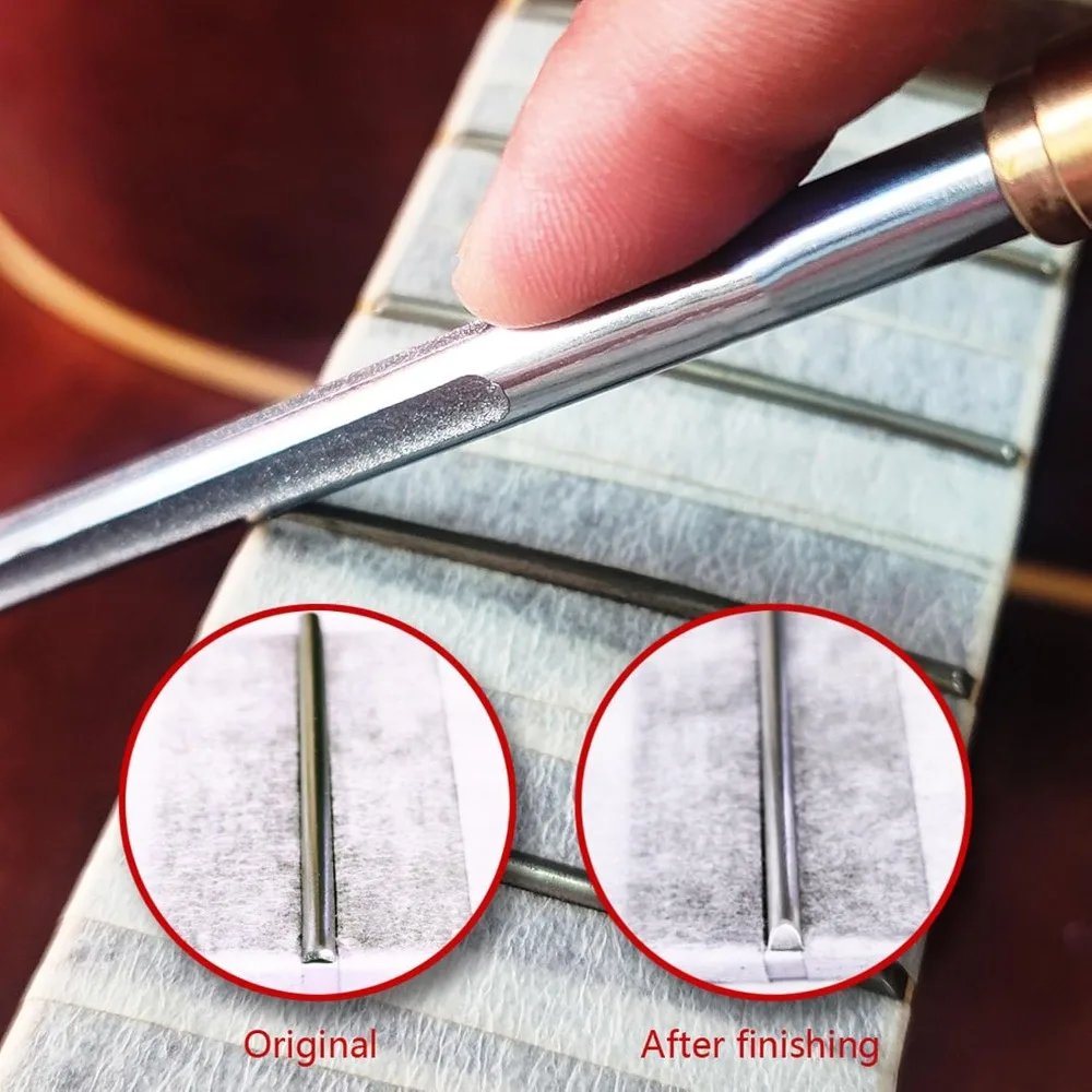 Two in one Design Guitar Fret File Silver+Wood Color Stainless Steel Fret Crowning File Luthier Repair Tool For Guitarists