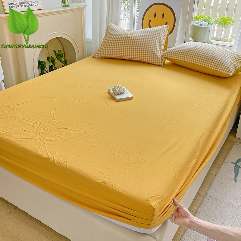 High Quality Fitted Sheet Single Double King Queen Size Mattress Cover With Elastic Band Bed Sheet 90/120/150/180cm Fit Sheet