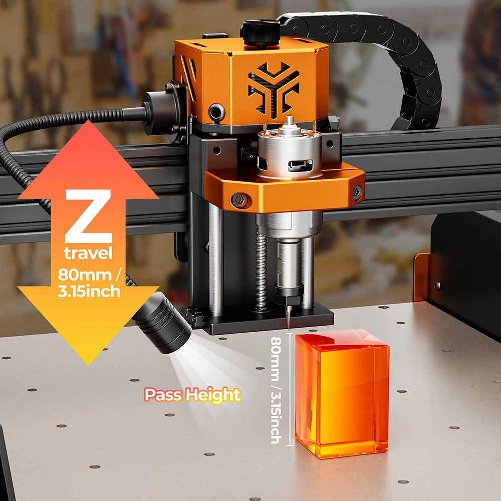 ACMER ASCARVA 4S Macchina del router di CNC con mandrino da 70 W per intaglio 0,01 mm Macchina da taglio Fresatura a 3 assi per legno Plastica Acrilico
