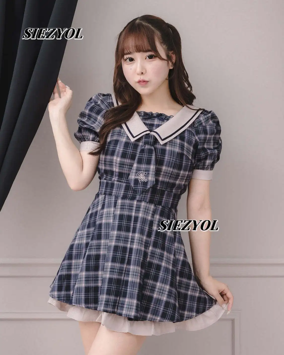 Japanese Sweet Girls Navy Style Lapel Dress Temperament Super Fairy Age Reduction Cute High Waist Slim Short Sleeve Dresses