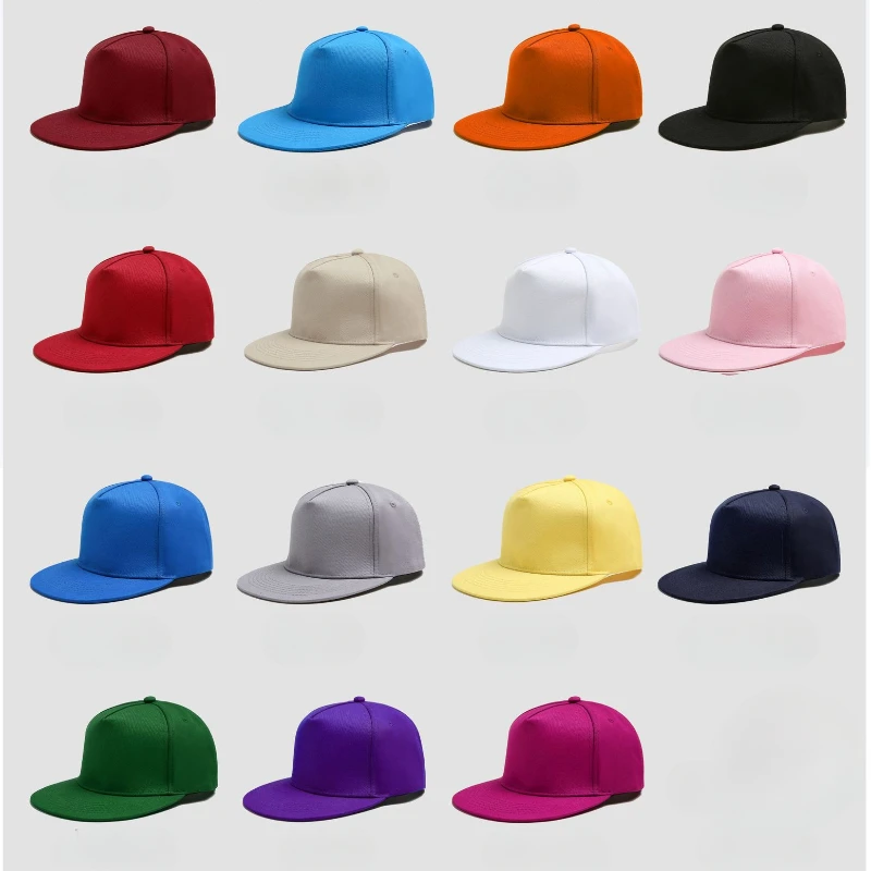 Custom 5-piece Hip hop Flat Brim Hat Printed Logo Baseball Cap for Men Women Snapback Hats Female Travel Hat Wholesale Gorros