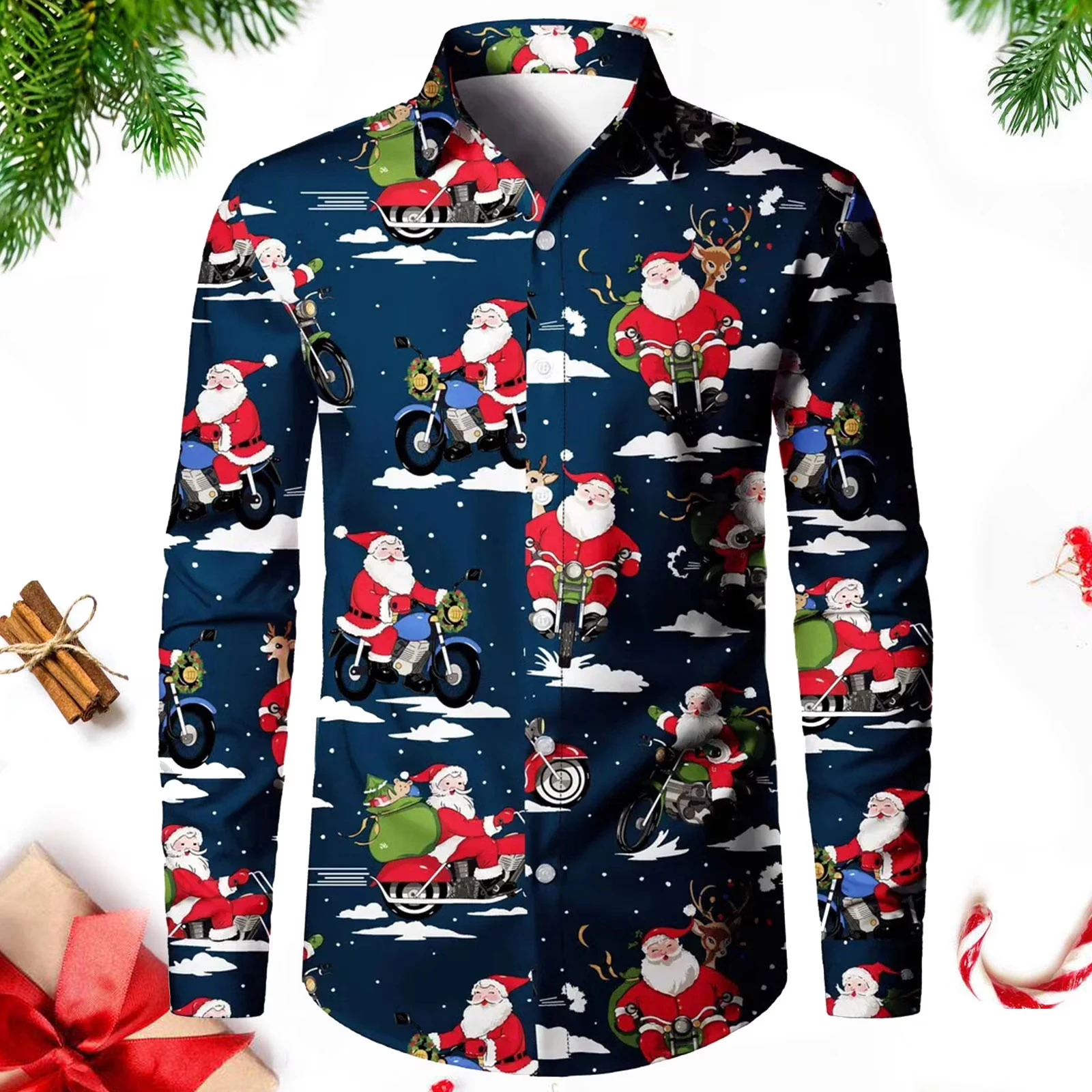 شجرة عيد الميلاد الرجال قميص طويل الأكمام سانتا كلوز عالق مضحك 3D الطباعة الاحتفال عيد ميلاد سعيد حزب أعلى ملابس للجنسين #5