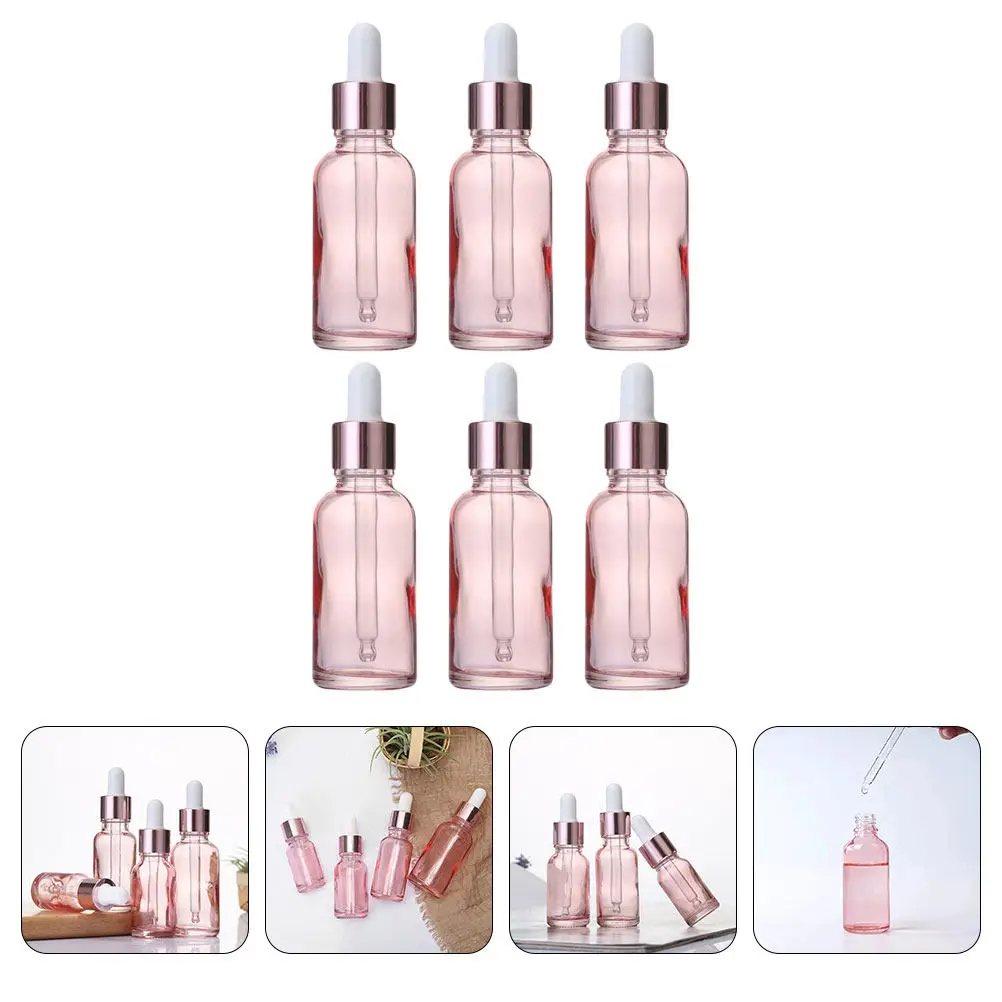 6Pcs Premium Glass Essential Oil Bottles with Stainless Steel Droppers Portable Travel Friendly Refillable Aromatherapy Vials