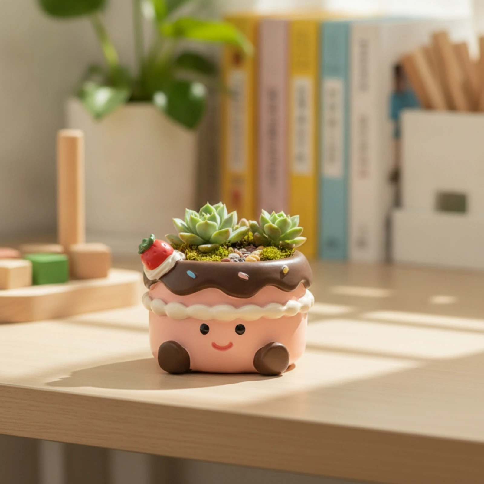 Succulent Planter Cute Cartoon Planter Succulent Flower Pot Playful Cartoon Flowerpot Small for Plant Lovers, Desk, Windowsill