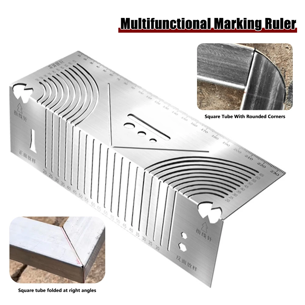 Winkel- und Lichtbogenmarkierungswerkzeug, verstellbarer linearer Bogen, Dual-Purpose-Anreißnadel, Rohrschneidemesswerkzeug für die Metallbearbeitung, Schneidführung – Detail 1