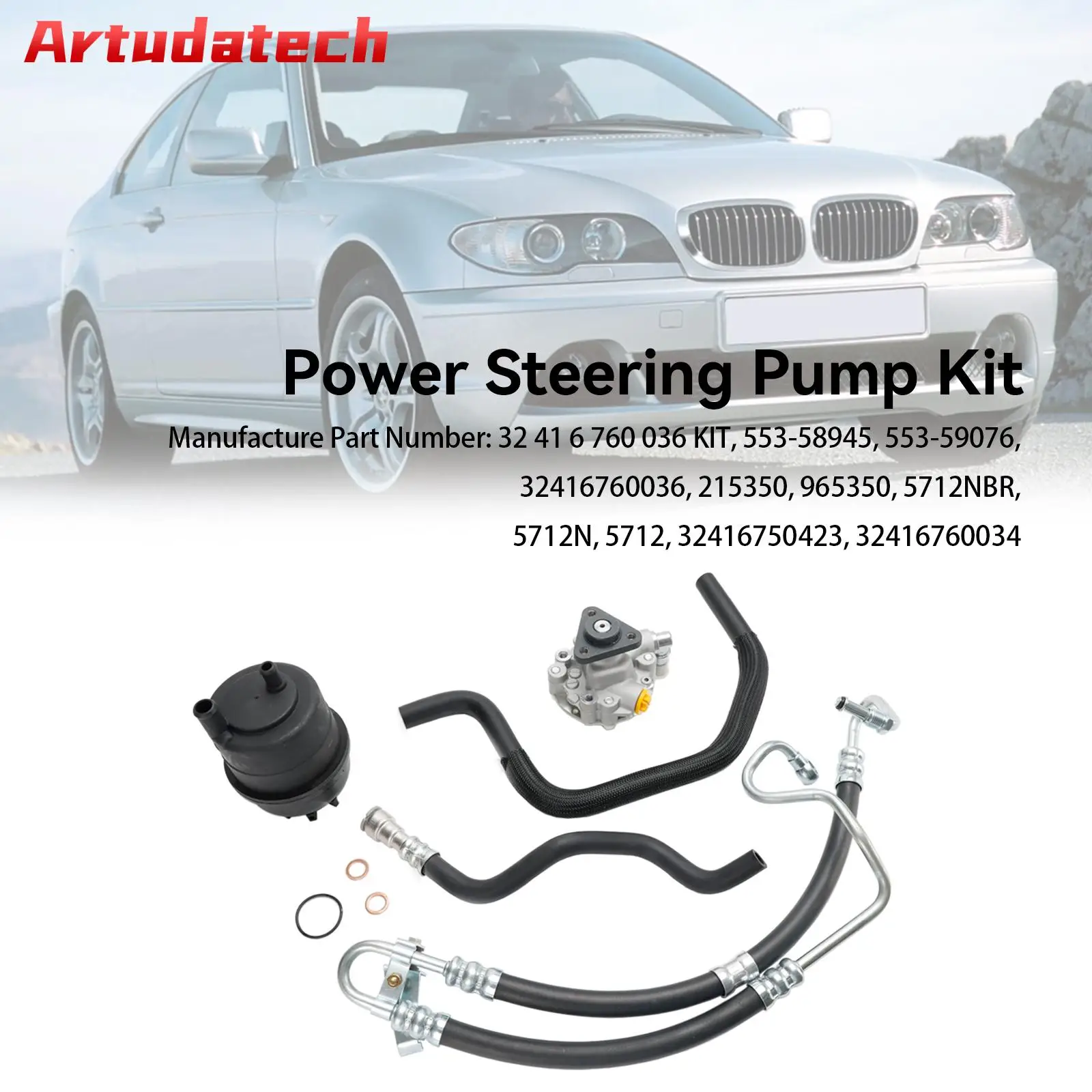 Artudatech Power Steering Pump Kit Fit BMW E46 320i 323i 325i 328Ci 328i 330i 2001-2005