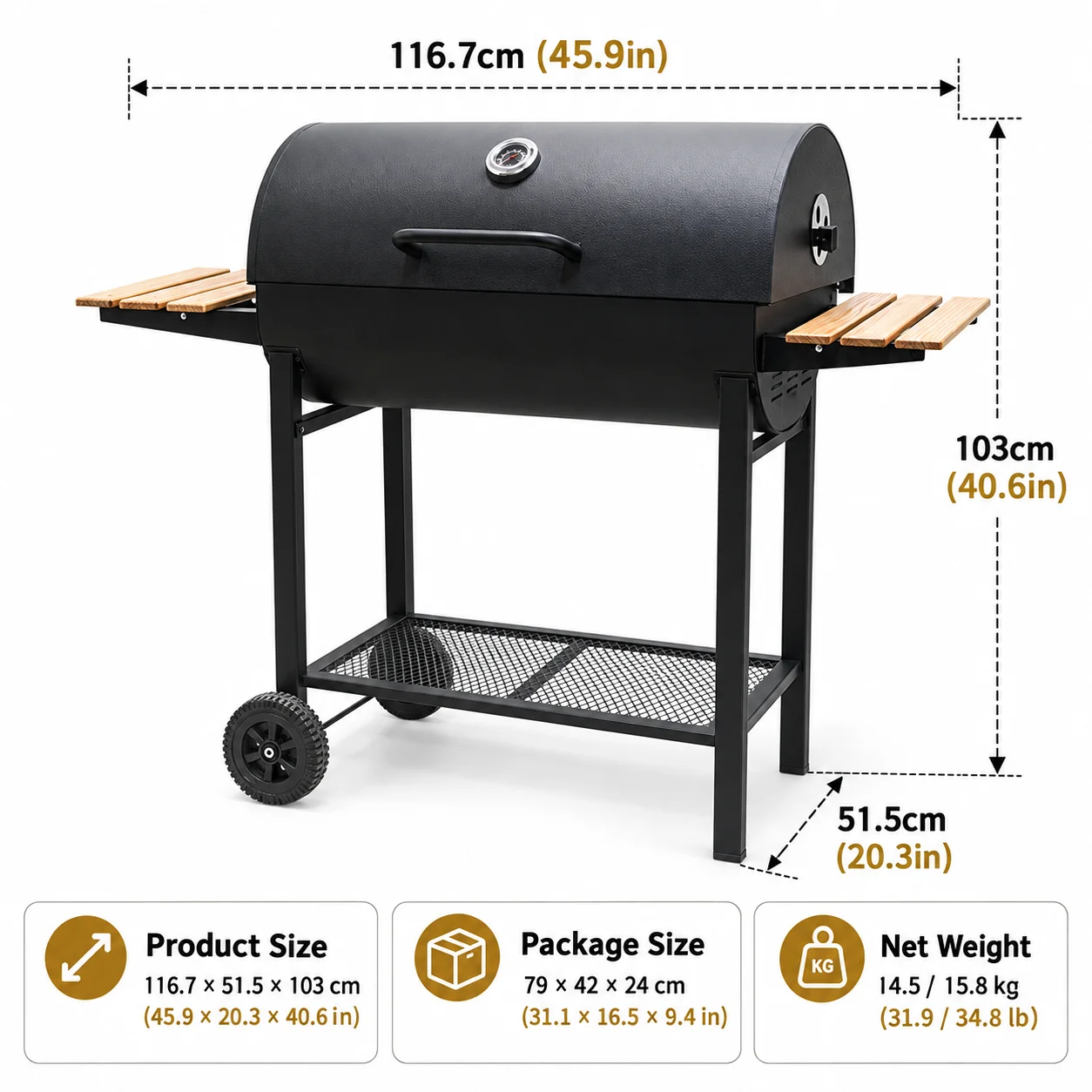 Outdoor Camping Oven - Double-sided wooden board large charcoal fire