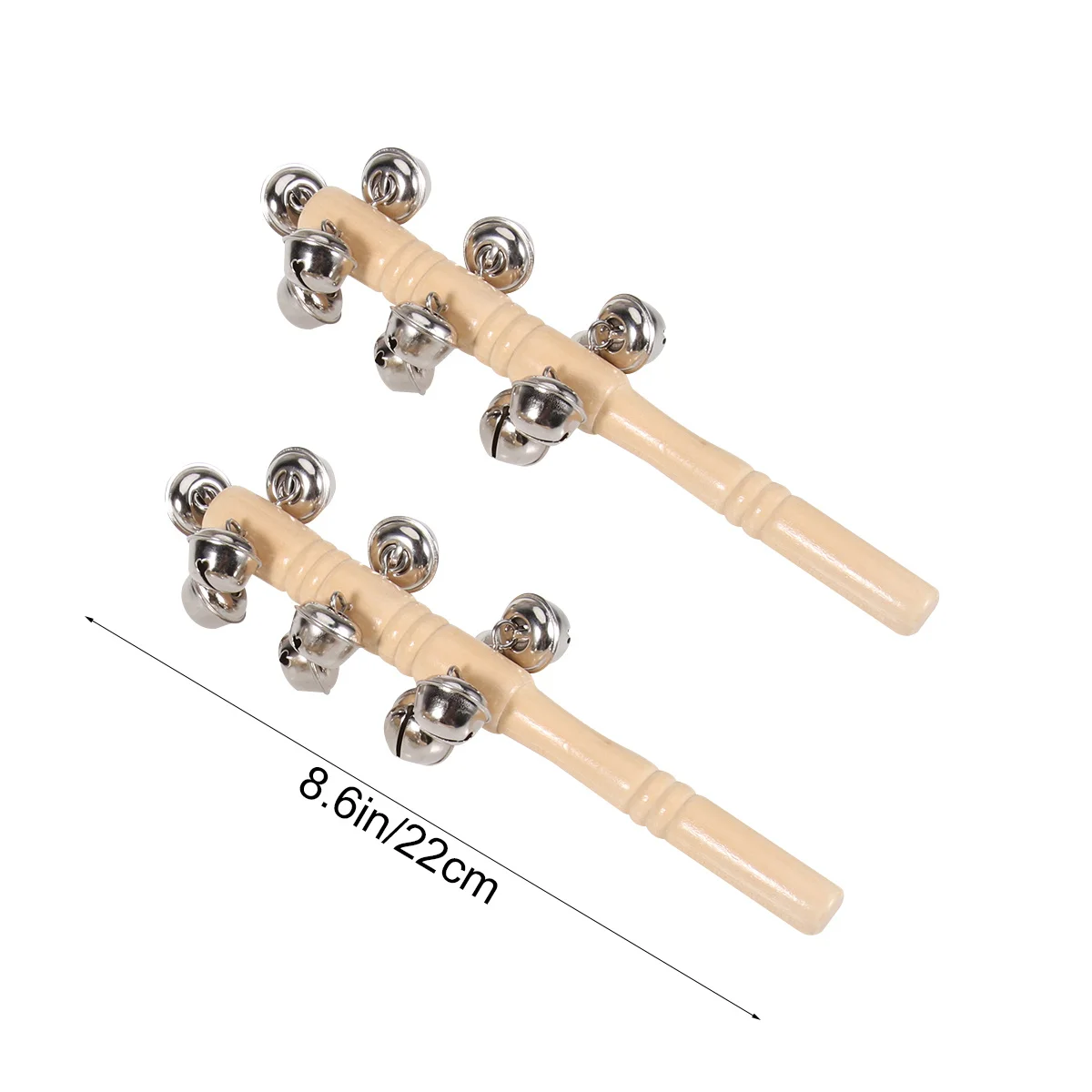 2pcs Wooden Beads Bar Rattle Hand Bell Teether 4 Rows 13 Bells Baby Development Shake For Sensory Motor Skills Infant Rattles