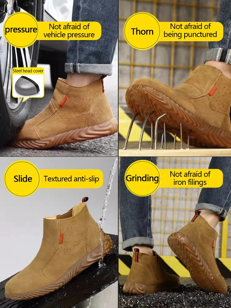 High-temperature resistant safety shoes for welders, fireproof, anti-impact, anti-puncture and wear-resistant protective shoes