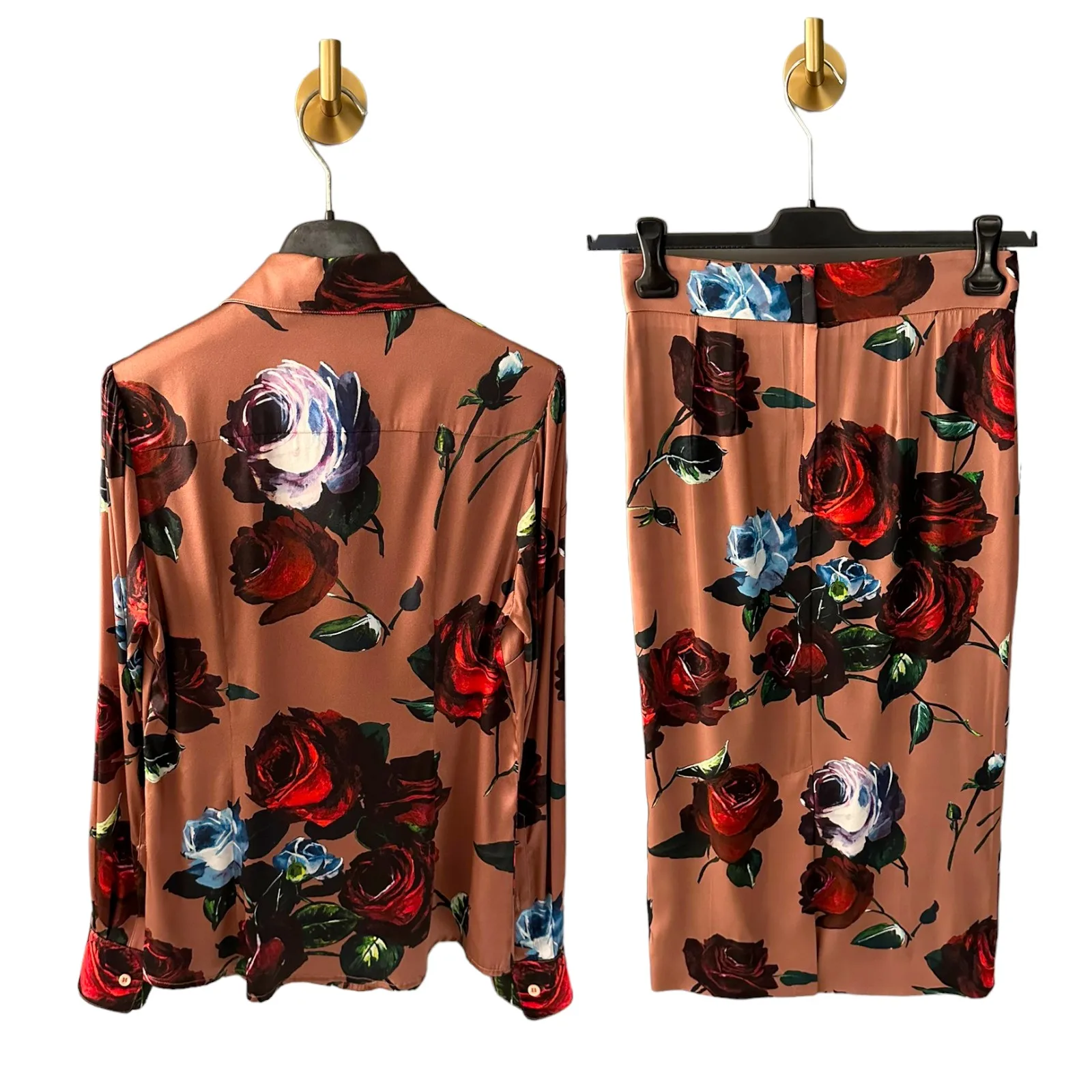 2024 Fashion Women Rose Positioning Print Series Shirts Skirts Set New Color Sicilian High Quality  Luxury Brand Designer