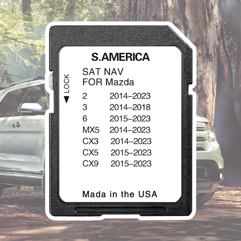 

South America Map Sat Nav Naving GPS Connect1 Update Software Version Navigation SD Card for Mazda 2/3/6/MX5/CX5/CX9 Vehicle 8GB