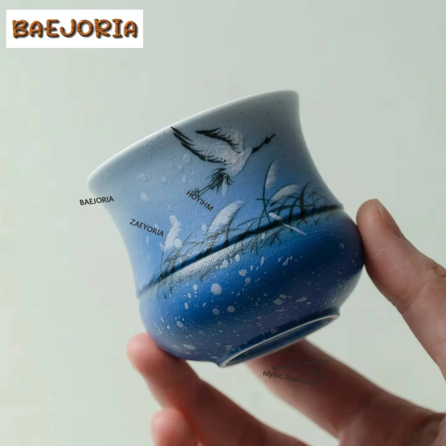145ml Hand Painted Crane Teacup Vintage Tea Bowl Water Jug Tea-tasting Personal Cup Chazhan Master Cups Household Drinkware