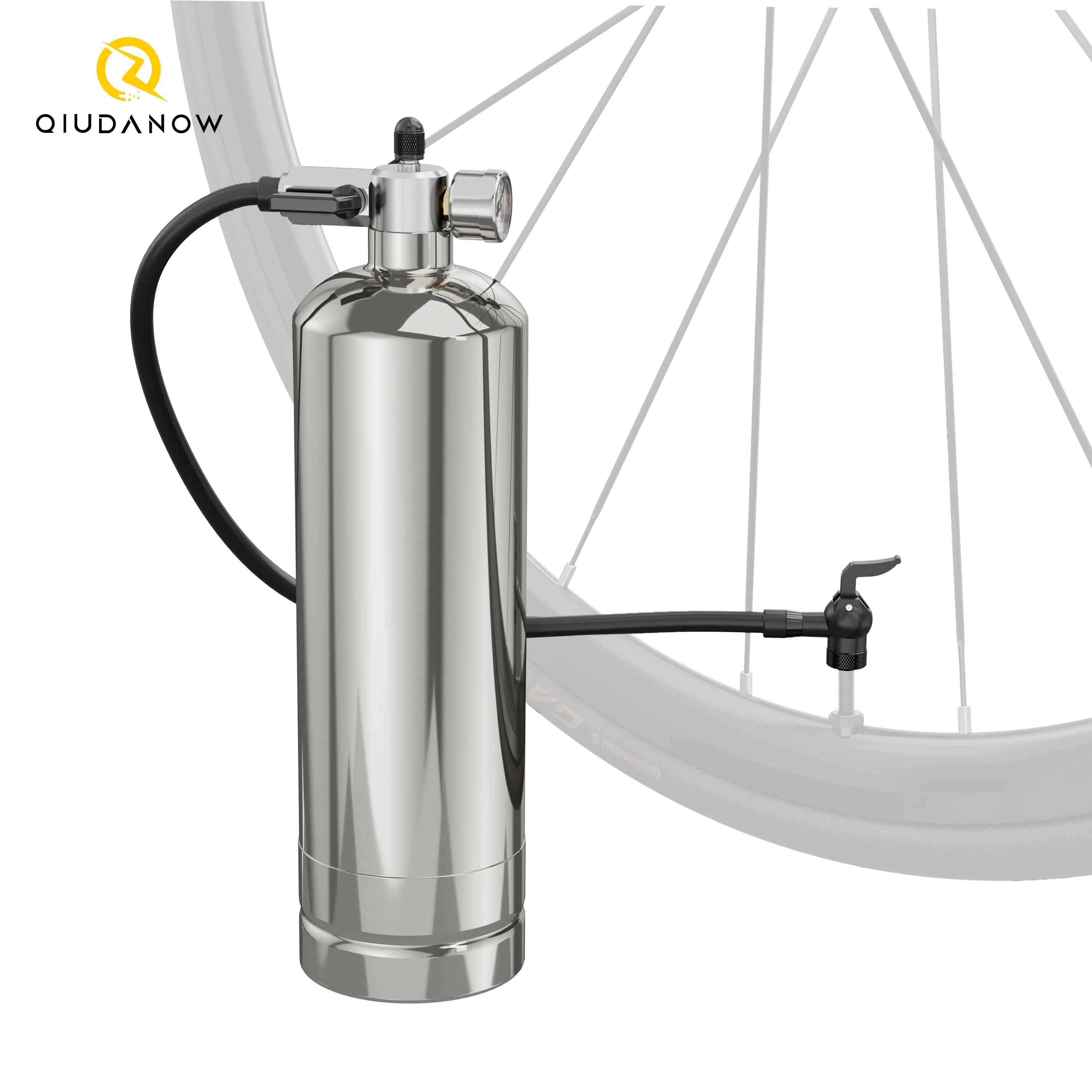 Tire Booster 304 Stainless Steel 1.35L Tubeless Tire Inflator 200PSI High Pressure Air Tank Tire Bead Seater for MTB Road Bike C