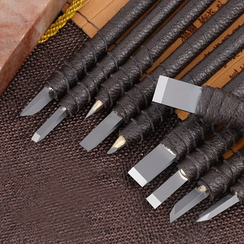 

Наборы инструментов для прецизионной гравировки и гравировки — вставки из сплава вольфрамовой стали, ручки из углеродистой стали для поделок из дерева, камня и печати