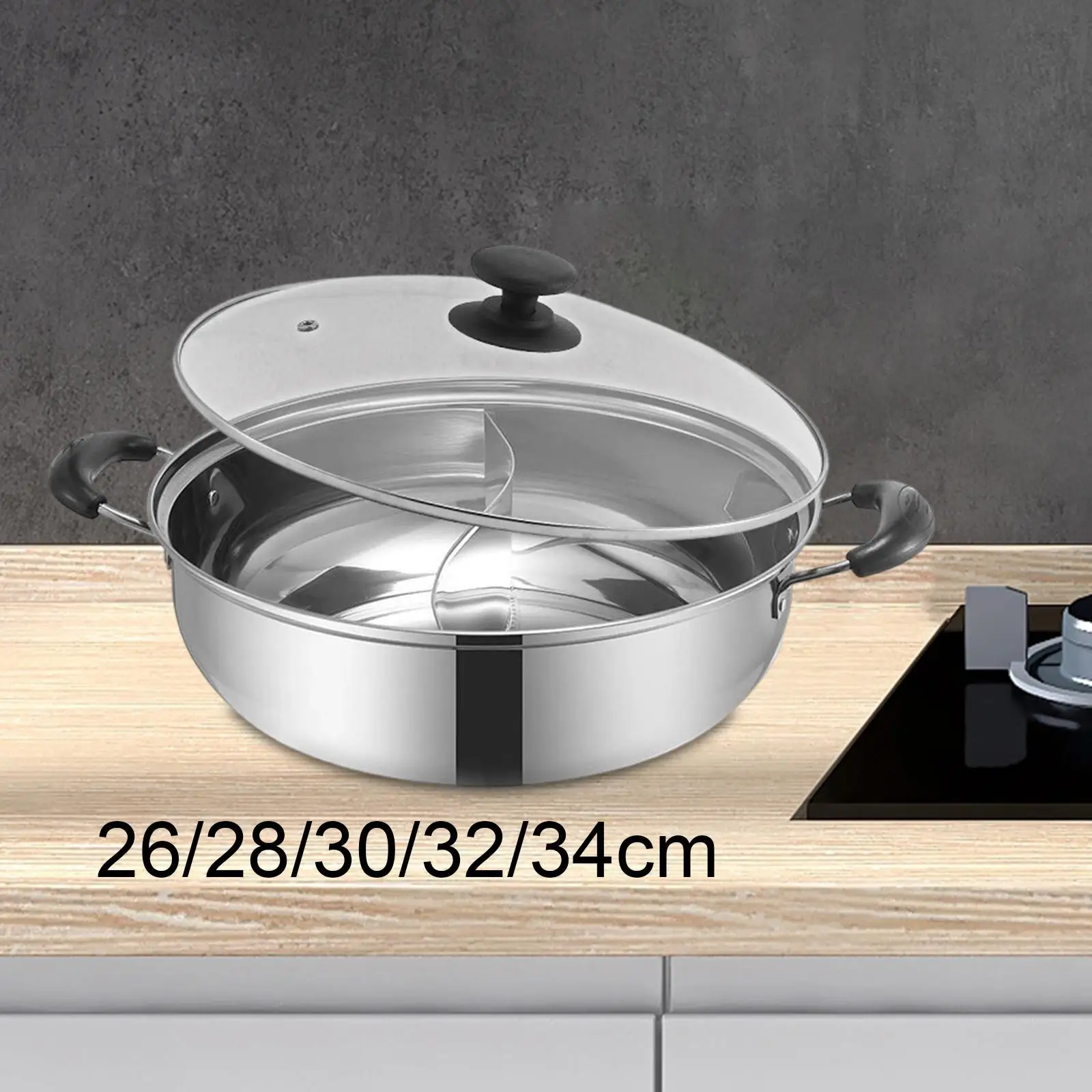 Double Sided Hot Pot Stainless Steel Soup Pot with Divider Heavy Duty Dual Handle for Gas Stove Double Sided Hot Pot Stainless Steel Soup Pot with Divider Heavy Duty Dual Handle for Gas Stove