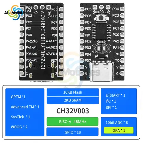 CH32V003F4P6 Core Board Development Board CH32V003 Microcontroller Module RISC-V Processor TYPE-C Interface