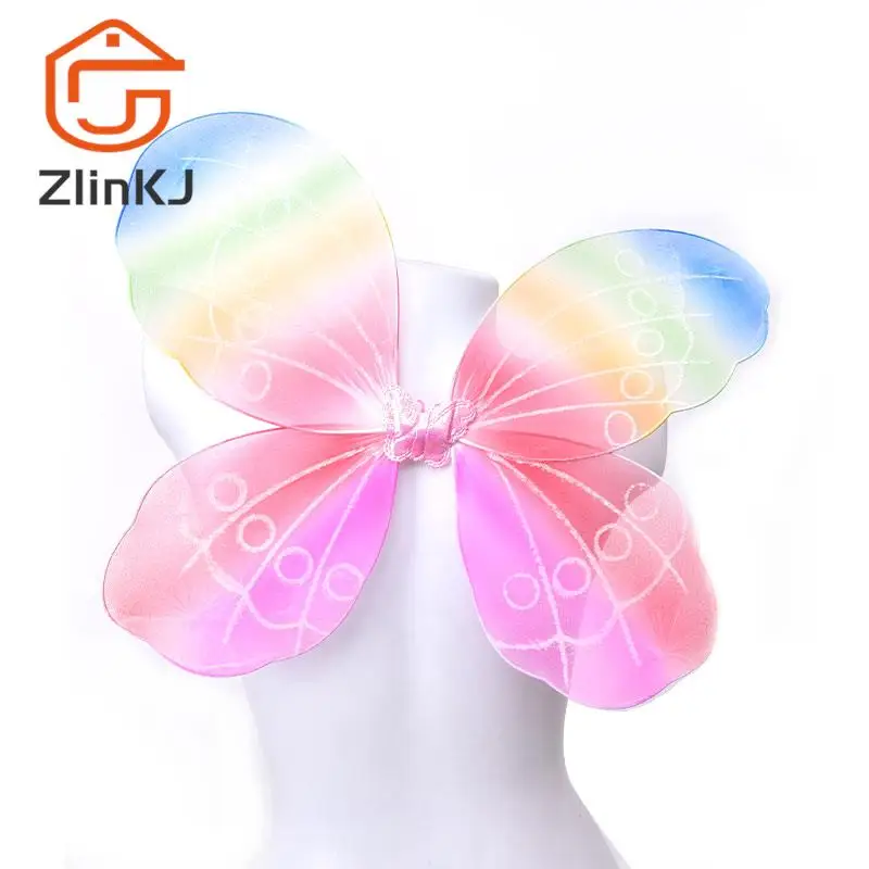 1pc Girls Fairy Butterfly Wing Rainbow Children Birthday Party Fancy Dress Up Rainbow Fairy Wings