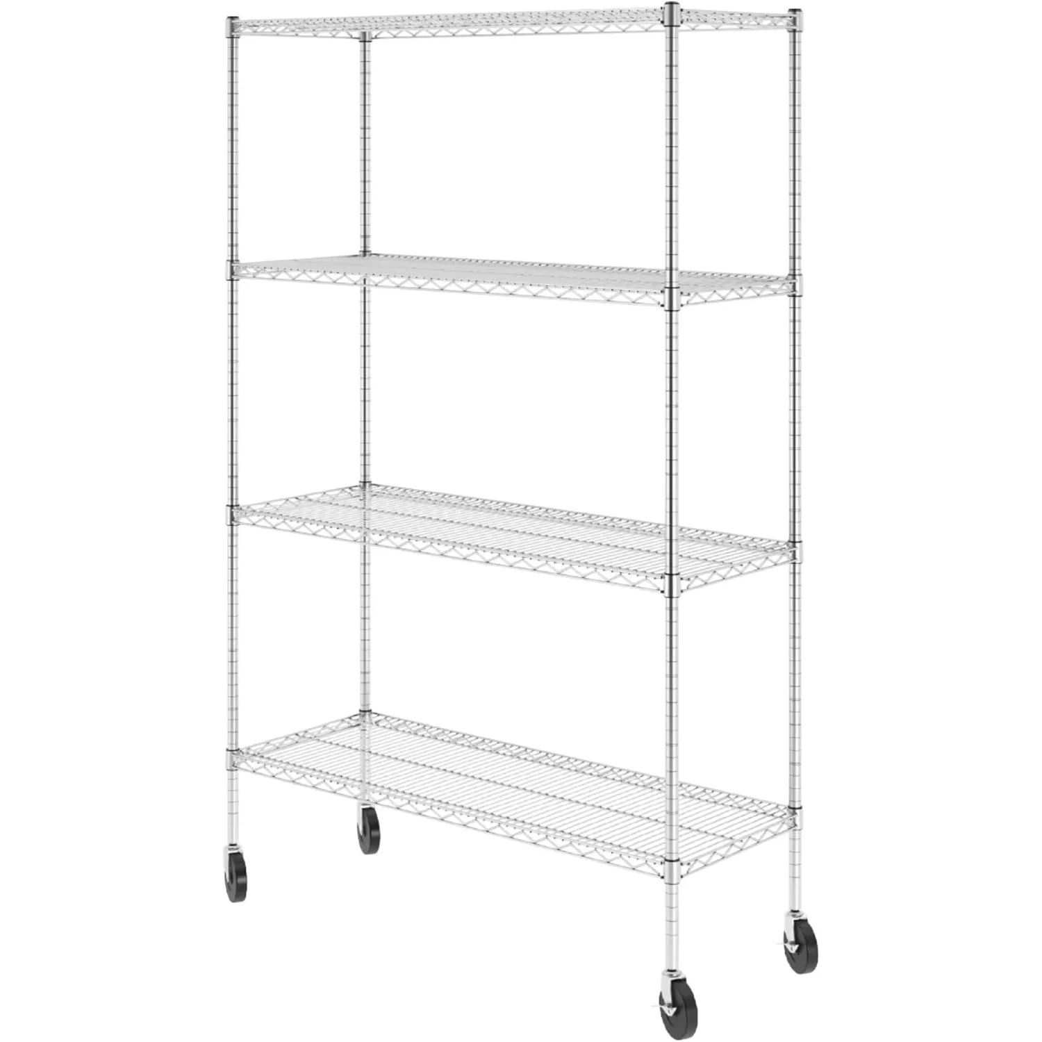 

NSF Certified Storage Shelves, Zinc, Heavy Duty Steel Wire Unit with Wheels and Adjustable Feet, (18"x48"x72" 4-Tier) (Silver)