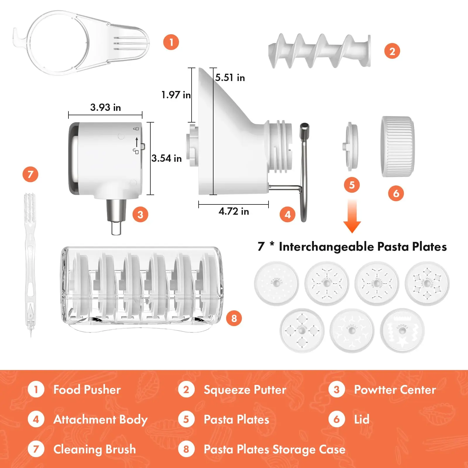 Pasta Press Attachment for KitchenAid Stand Mixers 7 Interchangeable Plates Pasta Extruder Accessories view 5