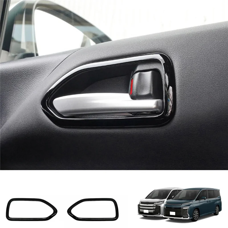 2Pcs Glossy Black Car Inner Door Handle Trim Pull Grab Panel Handle Cover for Toyota Noah Voxy 90 Series