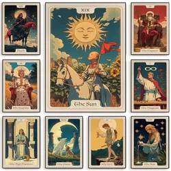Vintage Tarot Card Death The Empress Star Moon Major Arcana Poster Grim Reaper Rider Divination Art Nouveau Canvas Home Decor