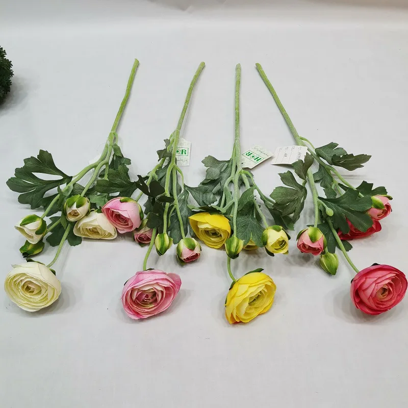 Artificial Ranunculus Flowers with Real Touch Stem, Faux Peony, Wedding Decoration, Household Simulation, 24Pcs