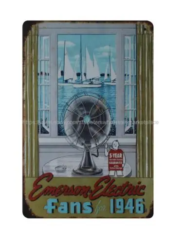 home decor items Emerson-Electic Fans 1946 metal tin sign