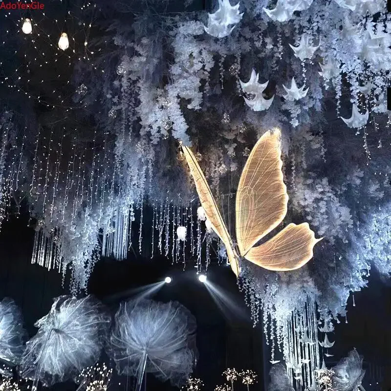 Wedding Floor Lamp Butterflies LED Lace Floor Light for Hotel Romantic Road Load Corridor Party Stage Light Atmosphere Lamp
