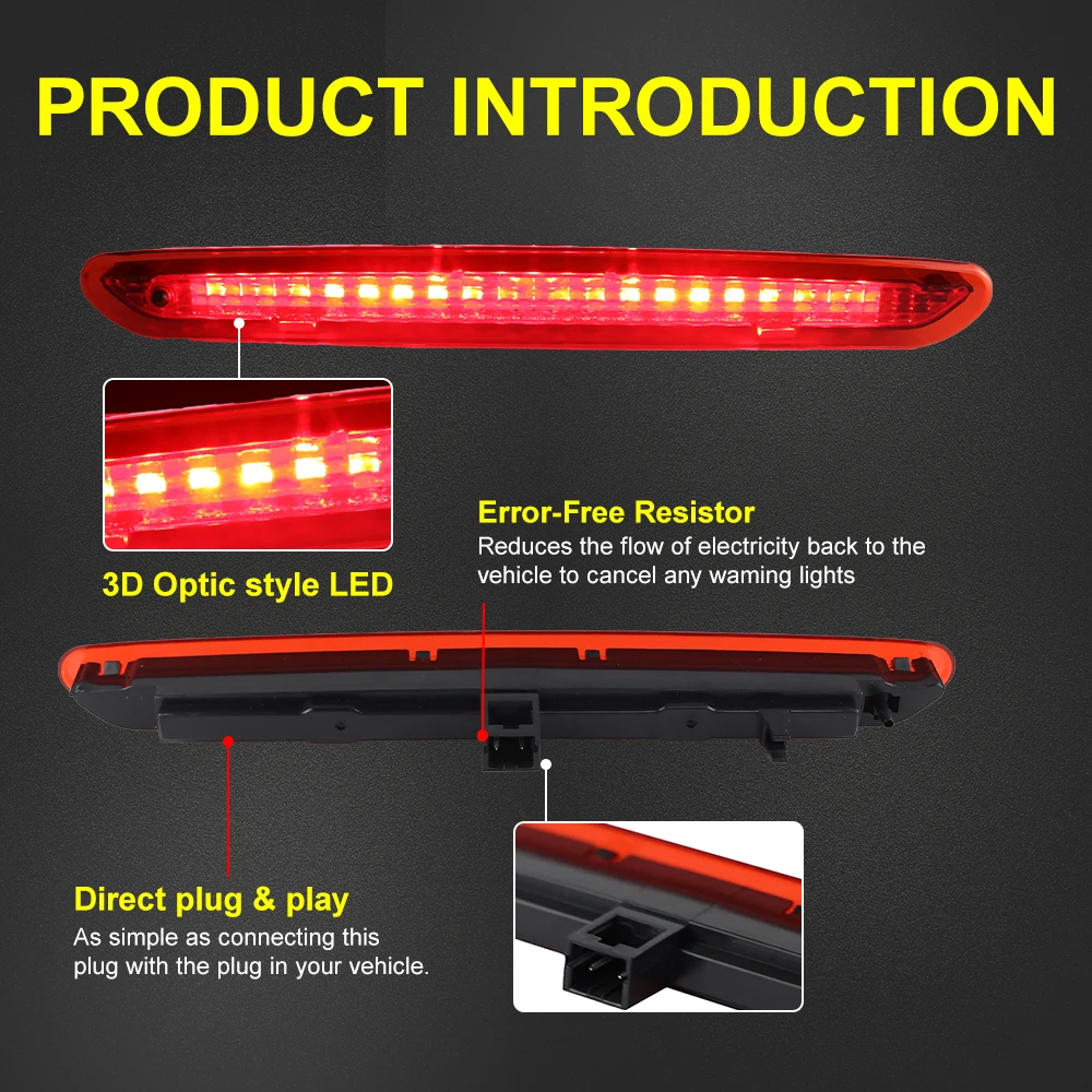 1PC For Fiat Grande Punto Evo LED High Level Third Brake Light OEM# 2122000407 Smoked/Red High Mount Stop Lamp Tail Brake Light