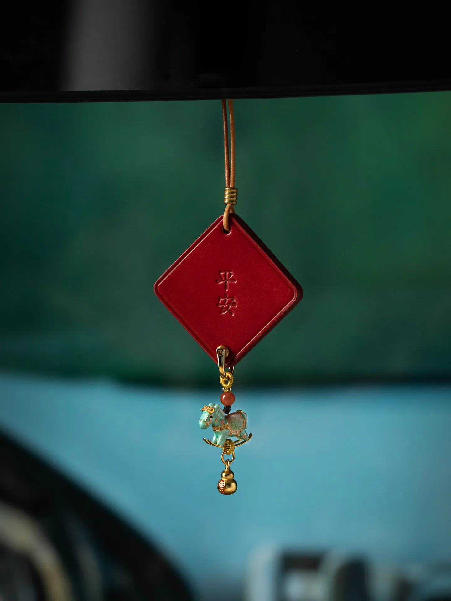 2026 New Style Peace Cowhide Car Pendant Copper Plated Cloisonne Lucky Pony Auto Hanging Decoration Festival Gift