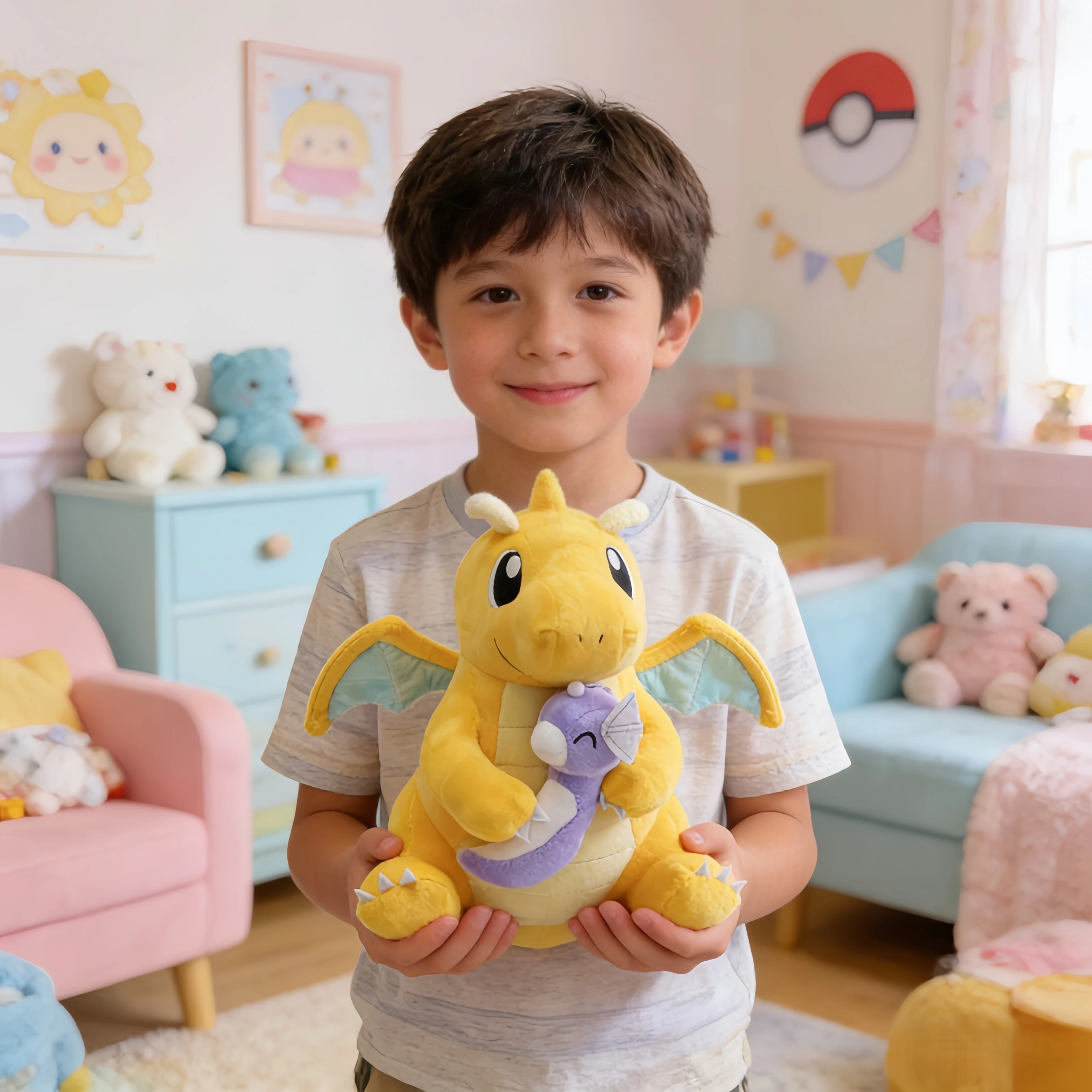 

Charizard Dragonite Holding Dratini Plush Dragon Tyranitar Toy Pokemon Dragapult Plush Evolution Peluche Drakloak Stuffed Doll