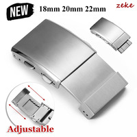 18/20/22mm Watch Buckle Solid 316L Stainless Steel Brushed Folding Safety Buckle Double Push Extendable Adjustable Watch Clasp