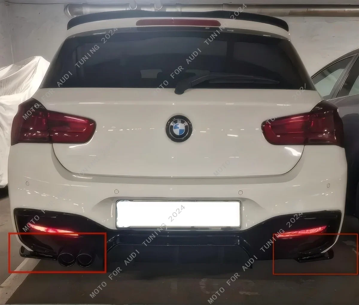 Rear Diffuser Exhaust Pipe Trim Splitter for BMW 1 Series F20 Rear Bumper Side Lip Spoiler 116d 118i 120d 120i 125i 2015-2019LCI