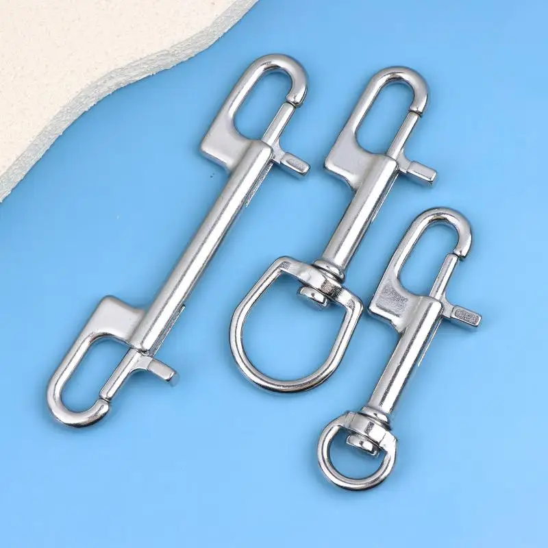 【F】Dual Head Marine Diving D Ring Snap Hooks With Swivel Bolt Snap Hook Clip 316 Stainless Steel Oval Swivel Spring Snap Hook