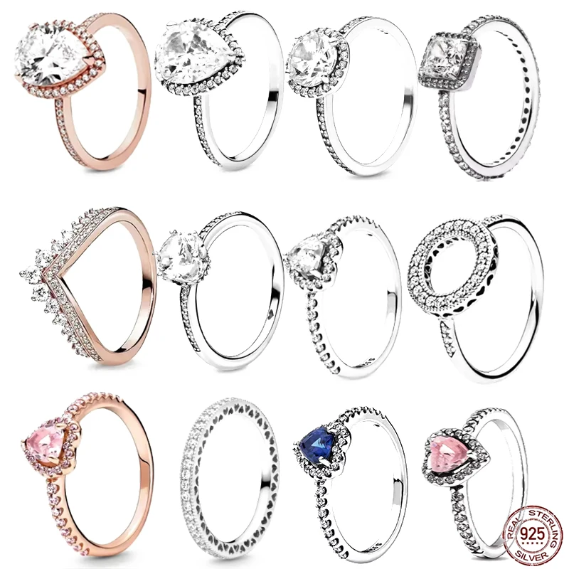 

Hot selling 925 sterling silver exquisite women's zircon crystal heart-shaped crown ring women's DIY New Year gift