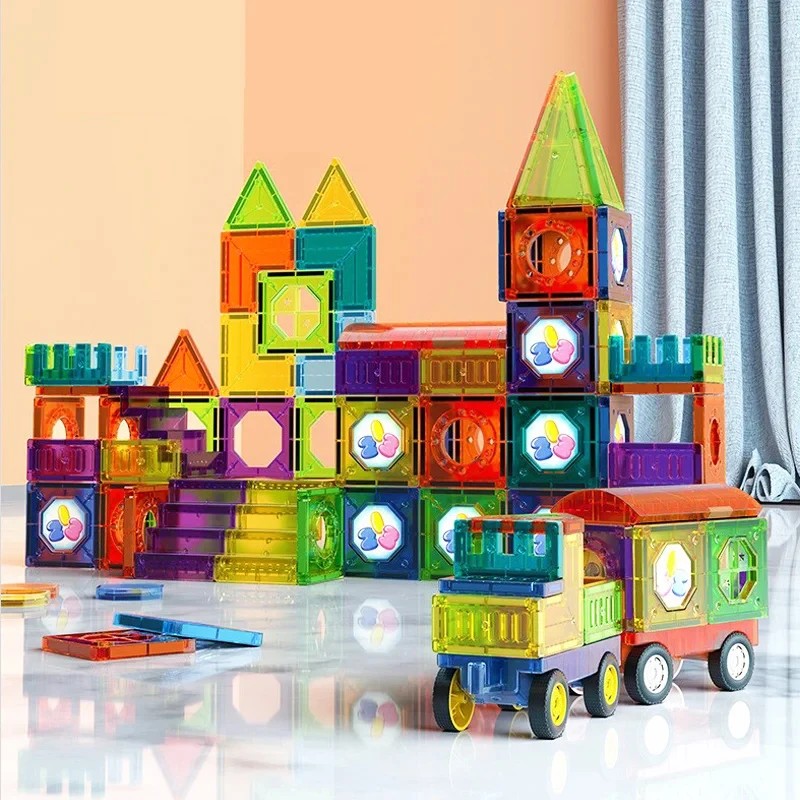 Medium Size Colorful Magnetic Designer Construction Set Magnetic Blocks 20-200pcs Magnet Tiles Educational Toys for Children