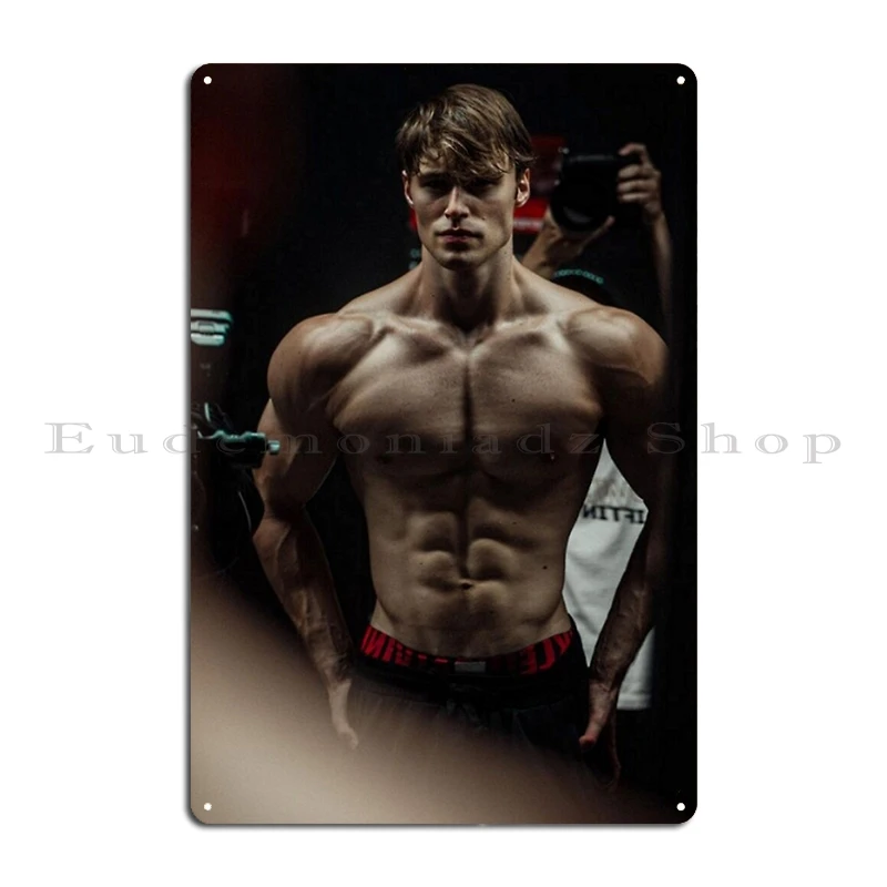 David Laid posing Shredded Performing cable chest flys Metal Plaque Printing Decoration Garage Wall Mural Tin Sign Poster