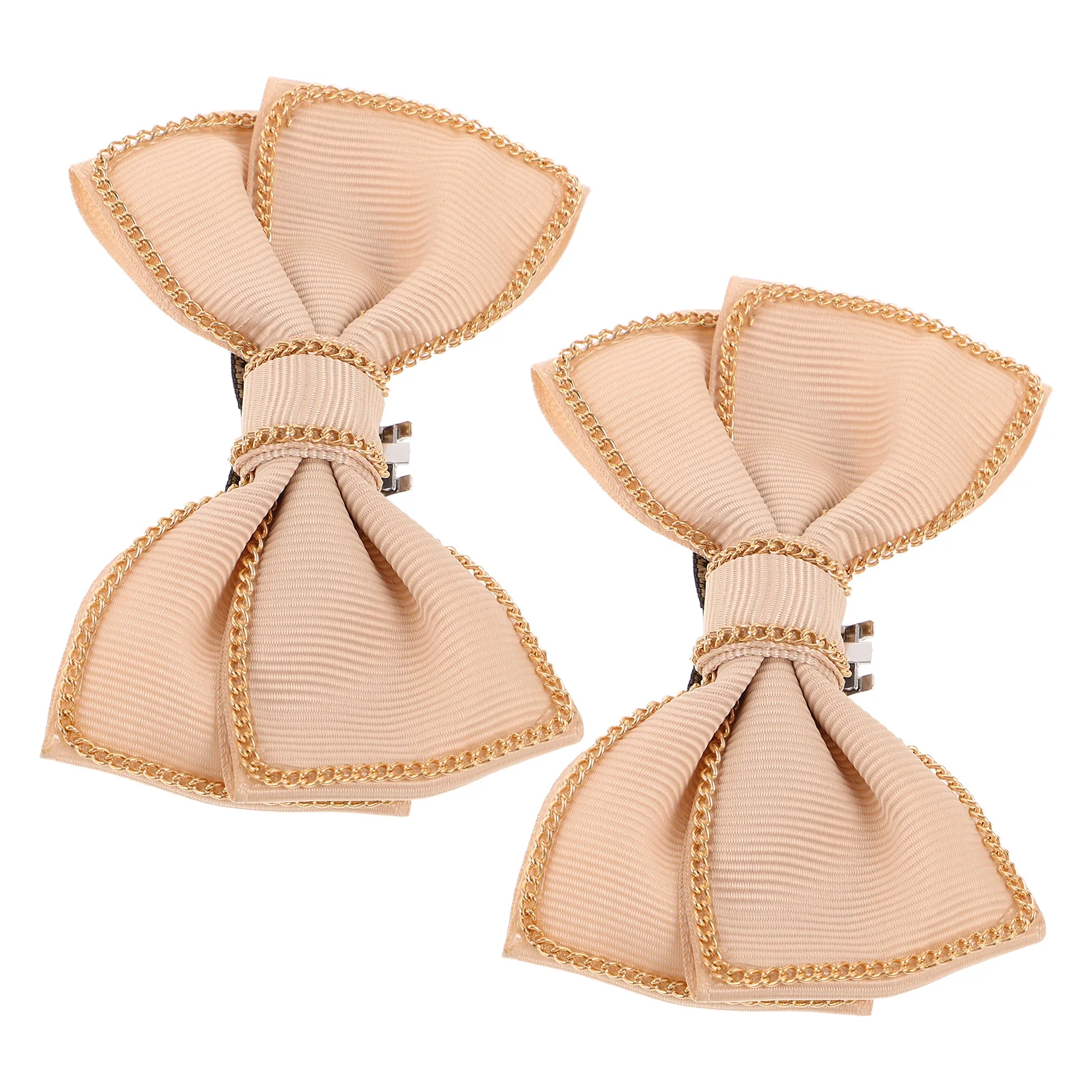 

2 Pcs Heels Bow Shoe Buckle Clips Accessories for Shoes Bridal on Beige Detachable Bride
