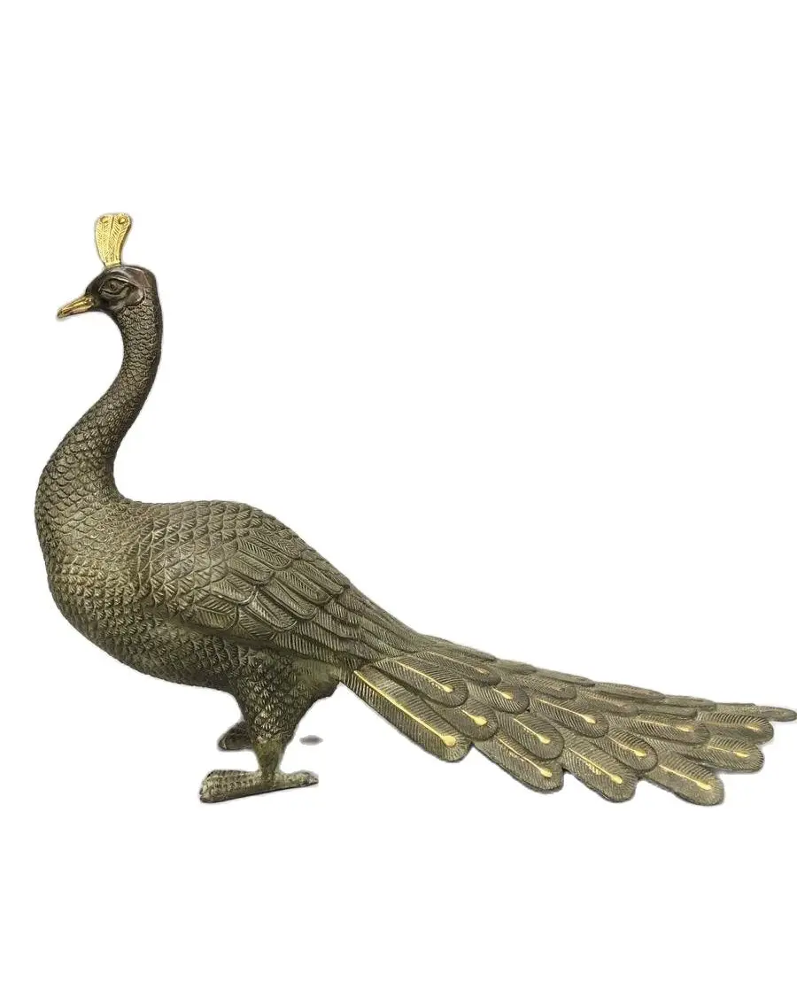 27CM 23'' bronze copper gild home fengshui decor auspicious bird phoenix peafowl