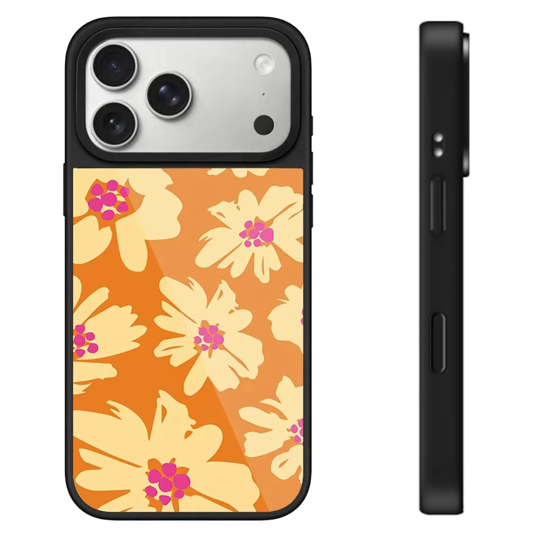 

Orange Flowers Glossy Glaze Magnetic Case: Compatible with IPhone 17 16 15 14 13 12 Pro Max Capacitive Button for 17ProMax 17Pro